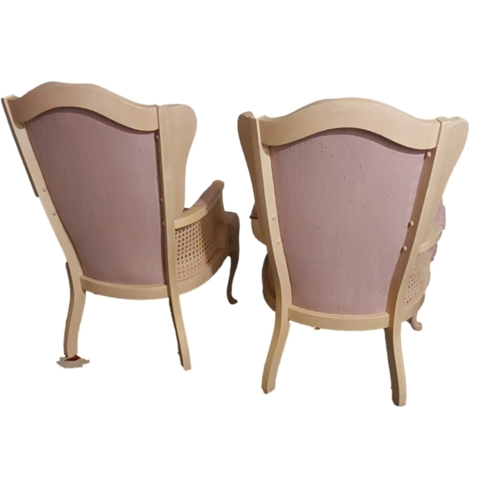 MORGANTOWN/KANE 2 PAIR OF RATTAN PINK ACCENT CHAIR - Picture 2 of 8